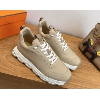 Classic Hot Hermes Impulse Sneakers in Calfskin Leather Beige 0304139