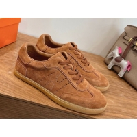 Low Price Hermes Match Sneakers in Suede Tan Brown 2026 H261863