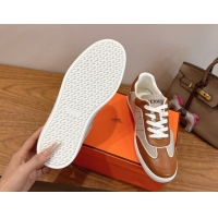 Good Looking Hermes Match Sneakers in Canvas and Calfskin Leather Grey/Brown 2026 H261863