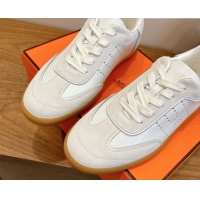 Super Quality Hermes Match Sneakers in Suede and Calfskin Leather White/Grey 2026 H261863