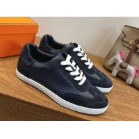 Good Quality Hermes Match Sneakers in Suede and Calfskin Leather Dark Blue 2026 H261863