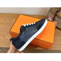Good Quality Hermes Match Sneakers in Suede and Calfskin Leather Dark Blue 2026 H261863