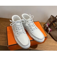 Best Grade Hermes Calfskin Leather High top Sneakers White 2026 HS030401