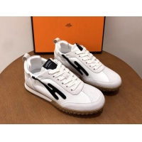 Durable Hermes Jet Sneakers in Leather & Suede White/Black 2026 6031601