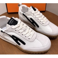 Durable Hermes Jet Sneakers in Leather & Suede White/Black 2026 6031601