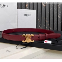 Inexpensive Celine Medium TRIOMPHE Belt in Taurillon Leather 2.5cm CE0214 Burgundy/Gold 2025