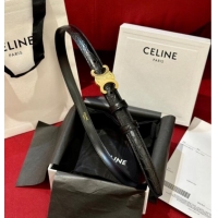 Discount Celine Crocodile Embossed Leather Belt 1.8cm with Triomphe Logo Buckle CE011001 Black 2025