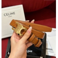 Top Quality Celine Embossed Leather Belt 2.5cm with Gold Triomphe Logo Buckle CE011002 Brown 2025