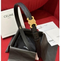 Shop Promotional Celine Embossed Leather Belt 2.5cm with Gold Triomphe Logo Buckle CE011002 Black 2025