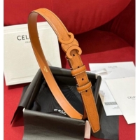 Promotional Celine Embossed Leather Belt 2.5cm with Triomphe Logo Buckle CE011002 All Brown 2025