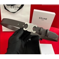 Buy Cheap Celine Calfskin Leather Belt 3cm with Triomphe Logo Buckle CE011003 Dark Brown 2025
