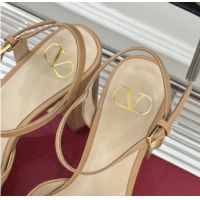 Good Product Valentino VLOGO Signature Platform Pumps 11cm in Suede and Leather Light Brown 0224022