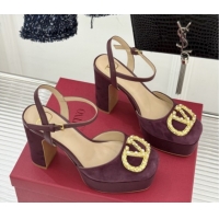 Unique Style Valentino VLOGO Signature Platform Pumps 11cm in Suede and Leather Dark Brown 0224023
