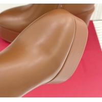 Good Quality Valentino VLOGO Signature Platform Ankle Boots 12.5cm in Calfskin Leather Brown 0224027