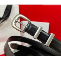 Promotional Celine Western Medium Leather Belt 2.5cm with Pin Buckle CE011004 Black/Aged Silver 2025