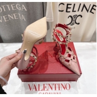 Top Design Valentino Studdy Pumps 9.5cm in Calfskin Leather Pink 0224033