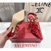 Grade Quality Valentino Studdy Pumps 9.5cm in Calfskin Leather Red 0224035
