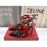 Durable Valentino Studdy Pumps 9.5cm in Calfskin Leather Black 0224036