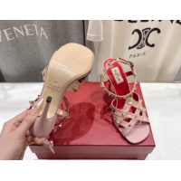 Shop Duplicate Valentino Studdy Heel Sandals 9.5cm in Calfskin Leather Pink 0224037