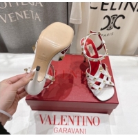 Purchase Valentino Studdy Heel Sandals 9.5cm in Calfskin Leather White 0224040