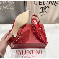 Sophisticated Valentino Studdy Slingback Pumps 6.5cm in Calfskin Leather Red 0224047