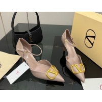 Good Product Valentino Vlogo Signature D'Orsay Pumps 8cm in Calfskin Leather Nude 0224049