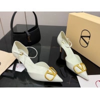 Top Grade Valentino Vlogo Signature D'Orsay Pumps 8cm in Calfskin Leather White 0224050