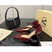 Luxury Valentino Vlogo Signature D'Orsay Pumps 8cm in Patent Leather Burgundy 0224055