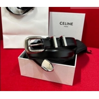 ​Best Price Celine Western Medium Leather Belt 2.5cm with Pin Buckle CE011004 Brown/Aged Silver 2025