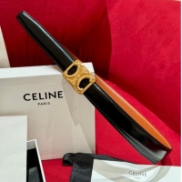 Promotional Celine Medium Taurillon Leather Belt 2.5cm with Framed Triomphe Buckle CE011005 Black/Brown/Gold 2025