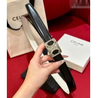 Best Quality Celine Medium Taurillon Leather Belt 2.5cm with Framed Triomphe Buckle CE011005 Black/White/Silver 2025