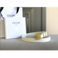 Buy Inexpensive Celine Calfskin Leather Triomphe Belt 2.5cm CE22401 White/Gold 2025