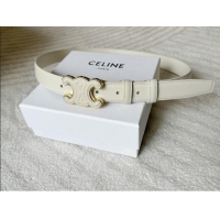 Reasonable Price Celine Calfskin Triomphe Belt 2.4cm with Leather Buckle 0317 White 2025
