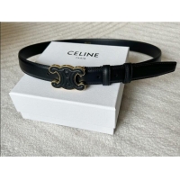 Trendy Design Celine Calfskin Triomphe Belt 2.4cm with Leather Buckle 0317 Black 2025