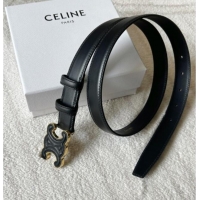 Trendy Design Celine Calfskin Triomphe Belt 2.4cm with Leather Buckle 0317 Black 2025