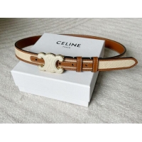 Market Sells Celine Triomphe Canvas Belt 2.5cm with Leather Buckle 0317 Beige 2025