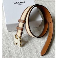 Market Sells Celine Triomphe Canvas Belt 2.5cm with Leather Buckle 0317 Beige 2025
