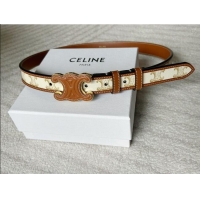 Good Looking Celine Triomphe Canvas Belt 2.5cm with Leather Buckle 0317 White 2025