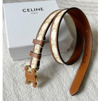Good Looking Celine Triomphe Canvas Belt 2.5cm with Leather Buckle 0317 White 2025