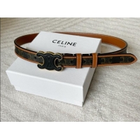 Best Product Celine Triomphe Canvas Belt 2.5cm with Leather Buckle 0317 Brown 2025
