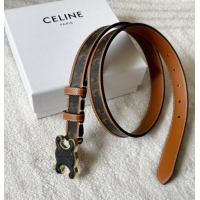 Best Product Celine Triomphe Canvas Belt 2.5cm with Leather Buckle 0317 Brown 2025