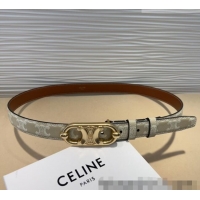 New Fashion Celine Canvas Belt 2.5cm with Metal-Tone Triomphe Buckle 0317 White 2025