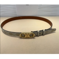 New Fashion Celine Canvas Belt 2.5cm with Metal-Tone Triomphe Buckle 0317 White 2025