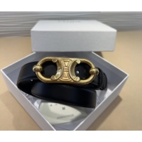 Traditional Discount Celine Calfskin Belt 2.5cm with Metal-Tone Triomphe Buckle 0317 Black 2025