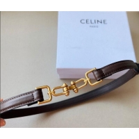 Best Quality Celine Leather and Chain Belt 1.5cm 0617 Dark Brown 2025