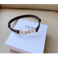 Best Quality Celine Leather and Chain Belt 1.5cm 0617 Dark Brown 2025