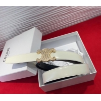 Luxury Cheap Celine Triomphe Calf Leather Belt 2.5cm with Strass Buckle CL2013025 White 2025