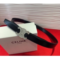 Good Taste Celine Triomphe Calf Leather Belt 2.5cm with Strass Buckle CL2013025 Black 2025
