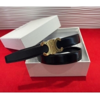 Well Crafted Celine Triomphe Calf Leather Belt 2.5cm with Gold-Tone Buckle CL2012025 Black 2025
