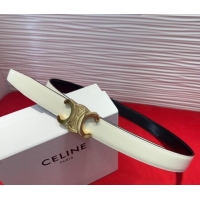 New Release Creation Celine Triomphe Calf Leather Belt 2.5cm with Gold-Tone Buckle CL2012025 White 2025
